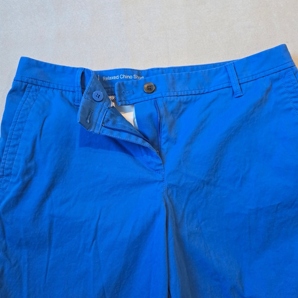 Talbots Relaxed Chino Shorts Womens 10 Blue Cotton Stretch Mid Rise Casual - Picture 3 of 6